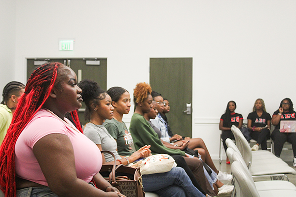 A student at the Black State of the U panel at the University of Miami