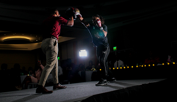 A contestant showcasing his talent at the Mr. Ivy Scholarship Pageant